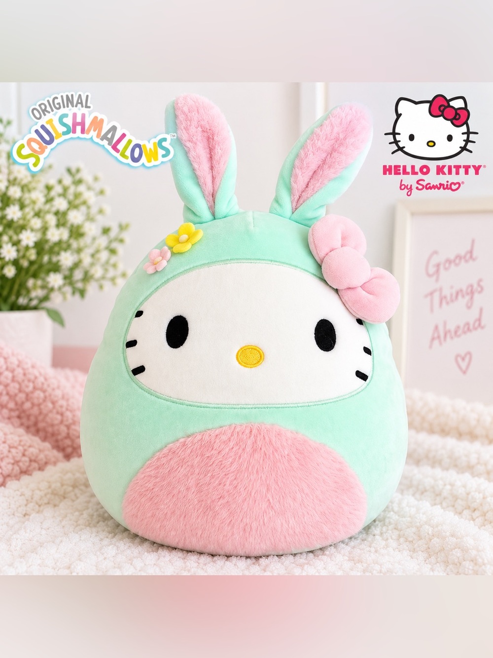 Hello Kitty x Squishmallows | Bunny | Plush Mint Green Pink Sanrio 2025
